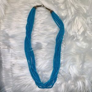 Beaded long blue necklace